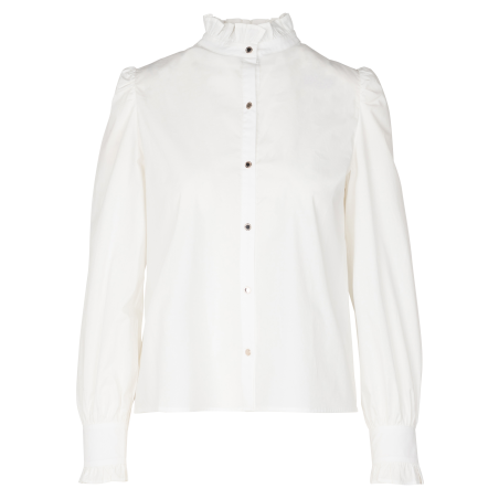 CHLOE.F - Camisa recta de mezcla de algodón en blanco