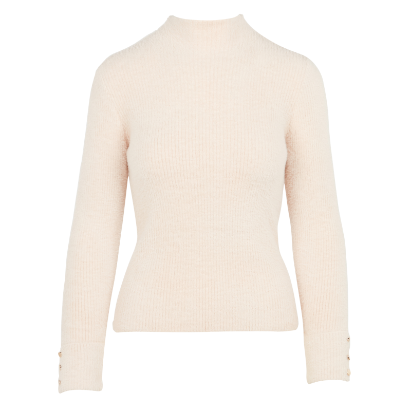 MORIK.N - Jersey de punto aterciopelado con cuello alto en beige