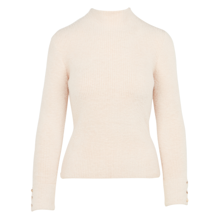 MORIK.N - Jersey de punto aterciopelado con cuello alto en beige