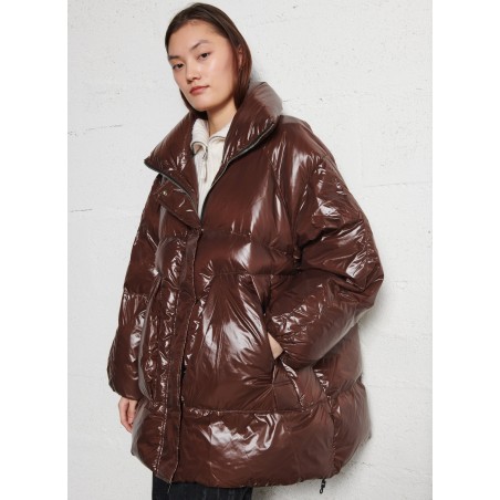 MORGANE - Anorak acolchado con cuello alto en marron