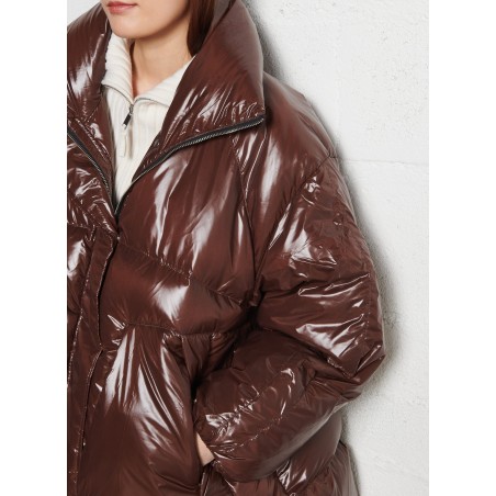 MORGANE - Anorak acolchado con cuello alto en marron