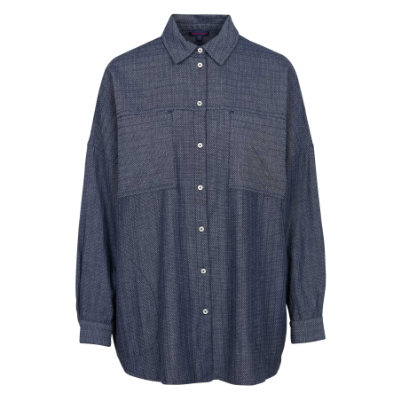 MORGANE - Camisa holgada de jacquard de algodón en azul