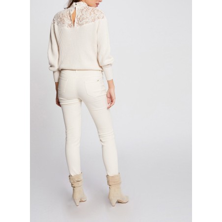 PETRA1 - Vaquero skinny de talle bajo en beige