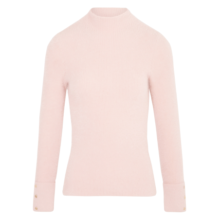 MORIK.N - Jersey de punto aterciopelado con cuello alto en rosa