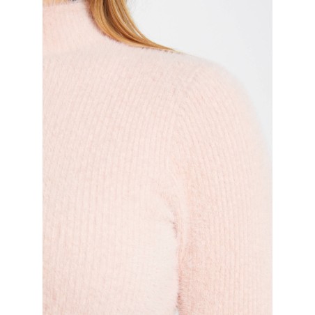 MORIK.N - Jersey de punto aterciopelado con cuello alto en rosa