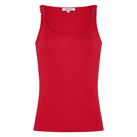 DIDO2 - Camiseta con tirantes finos de metalizado en rojo