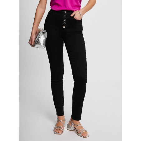 PBLACK1 - Vaquero skinny de talle alto de mezcla de algodón en negro