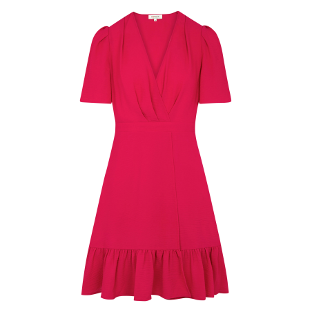 RANILA - Vestido corto vaporoso con volantes en rosa